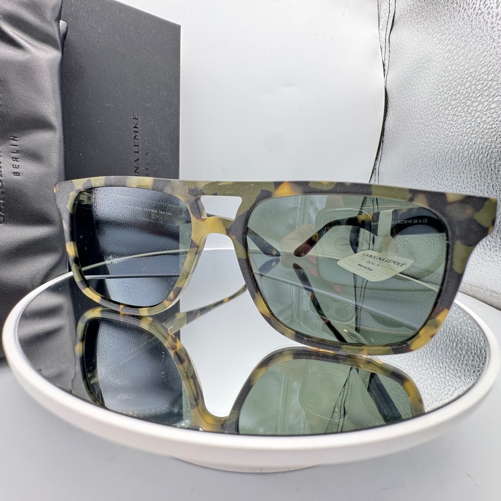 Carolina Lemke Sunglasses Camo Flat Top Double Bridge CL9064 03 Ransom  NEW